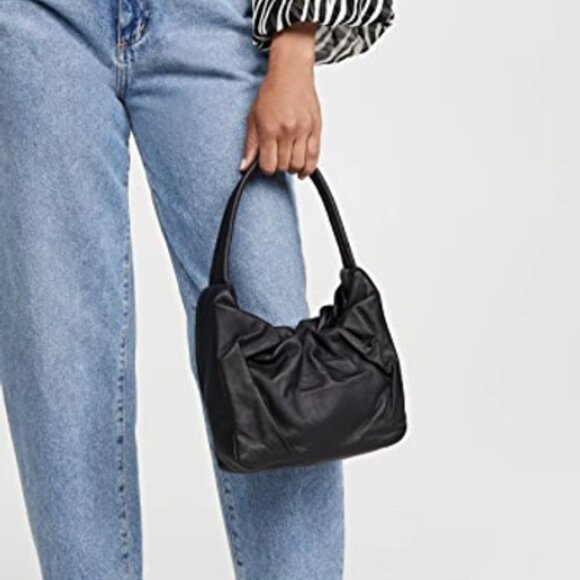STAUD Felix Ruched Leather Bag in Black, NWT - Picture 1 of 9